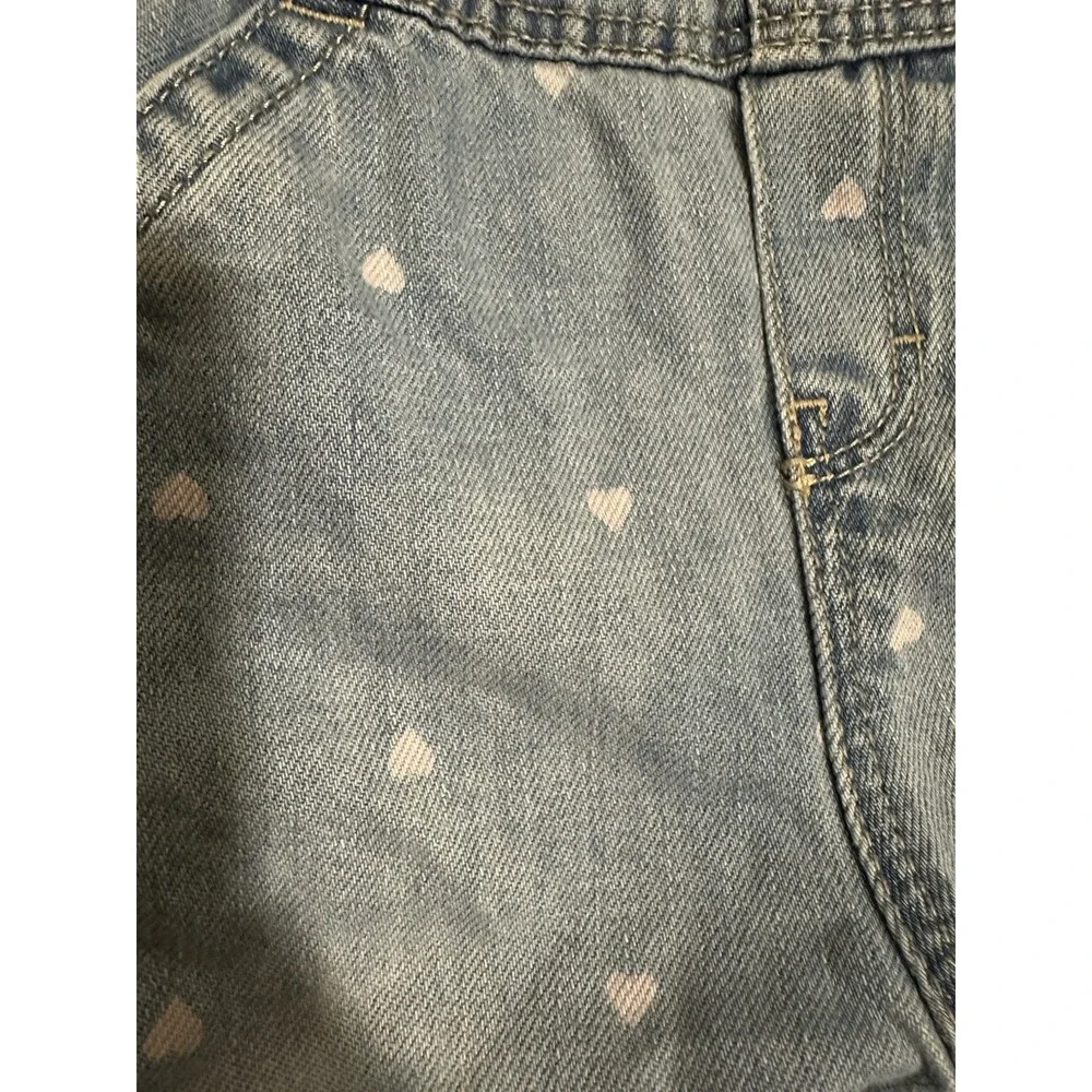 Oshkosh B'Gosh Denim Overalls with Pink Hearts Baby Girl 12 Months